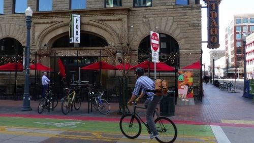 On bike-friendly Eighth Street, Fork restaurant, which Men’s Journal lists as one of America’s Top 10 brunch spots, occupies the old Boise City National Bank building. The exterior sandstone was quarried in the Boise Foothills. (Brian J. Cantwell/Seattle Times/TNS)