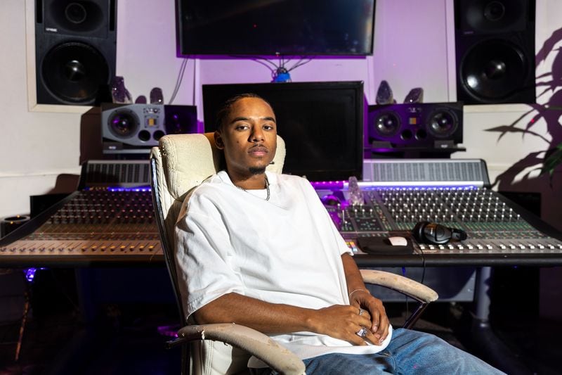 R&B and hip-hop upstart Ryan Trey poses for a portrait at Billboard Studios in Atlanta on Monday, October 16, 2023. (Arvin Temkar / arvin.temkar@ajc.com)