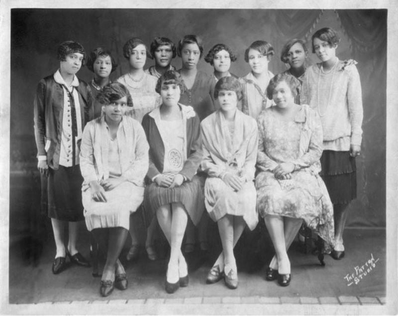 Members of the Alpha Chapter of Sigma Gamma Rho Sorority, Inc. at Butler University in 1924. Sigma Gamma Rho, founded in 1922, is the youngest of the four Black Greek sororities.