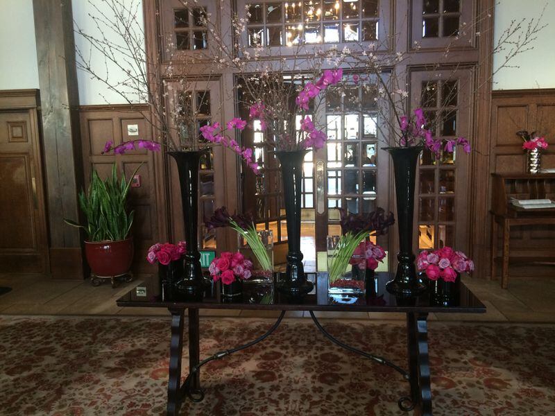 The lobby at the Ritz-Carlton, Reynolds Plantation always features a unique botanical display. Photo: Jennifer Brett