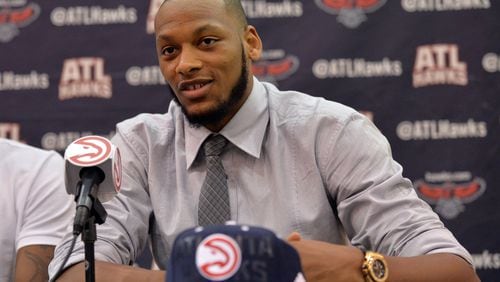Adreian Payne, a former Michigan State star and 2014 first-round draft pick with the Hawks, was shot and killed early Monday in Florida.. (BRANT SANDERLIN /BSANDERLIN@AJC.COM)