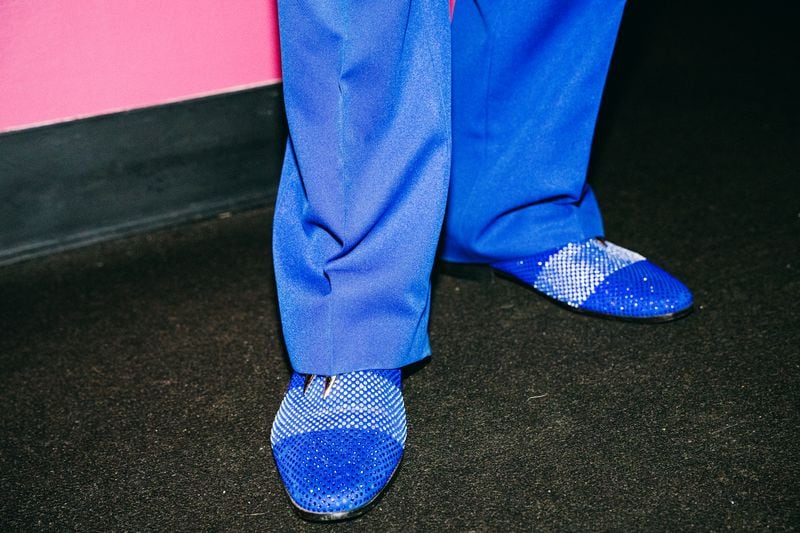 James Stewart, age 72, shows off his boogie shoes at Ellery's Night Club and Lounge in southwest Atlanta on Wednesday, Feb. 21, 2024. (Olivia Bowdoin for the AJC).  