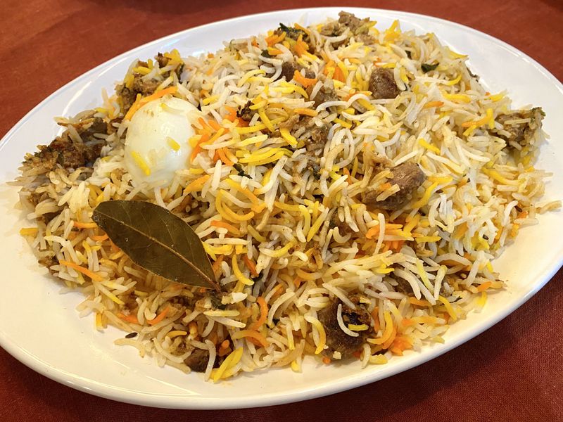 Rice N' Pie offers a selection of amply portioned biryani, including one rich with goat meat.
Ligaya Figueras / ligaya.figueras@ajc.com