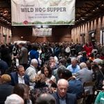Georgia  legislators and lobbyists gather for the Wild Hog Supper to kick off the legislative session in Atlanta on Sunday, Jan. 7, 2024. The event was held at the Georgia Railroad Depot in Downtown Atlanta near the State Capitol. (Ben Gray / Ben@BenGray.com)