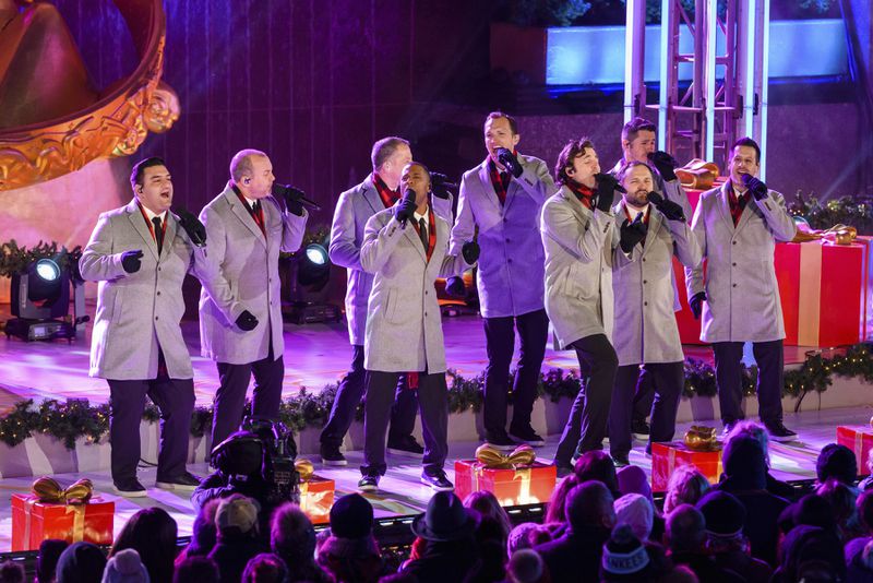 Straight No Chaser performs during the 87th annual Rockefeller Center Christmas tree lighting ceremony on Wednesday, Dec. 4, 2019, in New York. (Photo by Christopher Smith/Invision/AP)