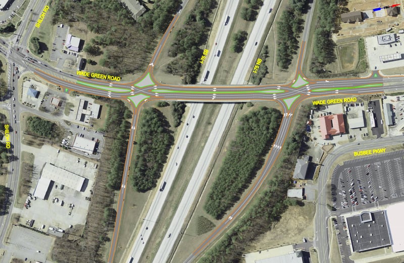 Here's a closer look at the Wade Green Road diverging diamond interchange project.