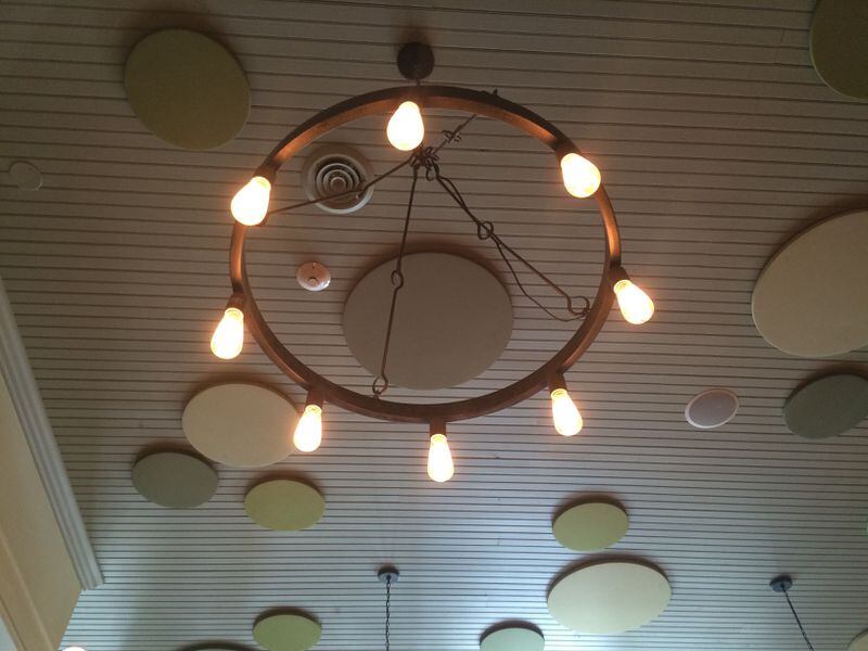 The last time we stopped at Grits Cafe in Forsyth, Ga., I focused on taking pictures of the ceiling, since that makes so much sense. They have food there, not just groovy light fixtures. Photo: Jennifer Brett