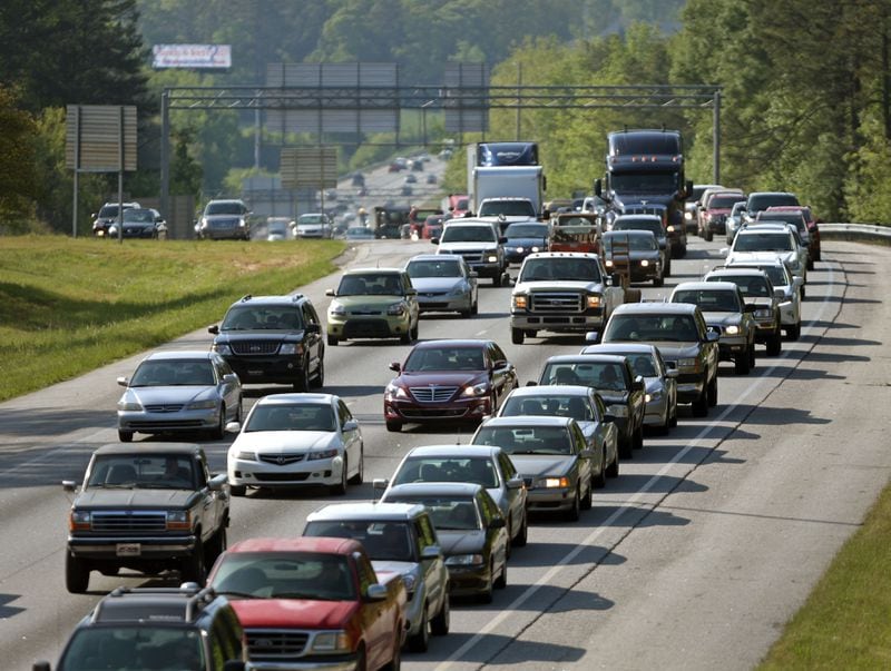 Traffic on I-75 southbound near the Hudson Bridge Road exit is congested during afternoon rush hour Mon., April 22, 2013. JASON GETZ / AJC