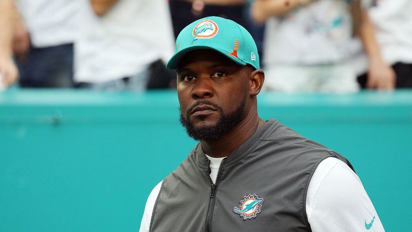 Brian Flores, a former head coach of the Miami Dolphins, is among the candidates to be the Falcons' defensive coordinator. (Mark Brown file photo /TNS)