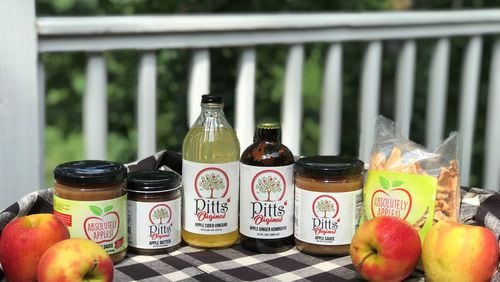 Pitts' Original products include applesauce, apple butter, apple cider vinegar, apple ginger kombucha and apple juice. Courtesy of Dana Pitts