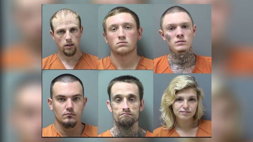 Left to right top row: Houston Halton Garner III, Frankie Cain Gilley and William Jeff Goodman. L to R bottom row: Michael Lloyd Gravely, Corey James Ray and Heather Grace Rodgers.