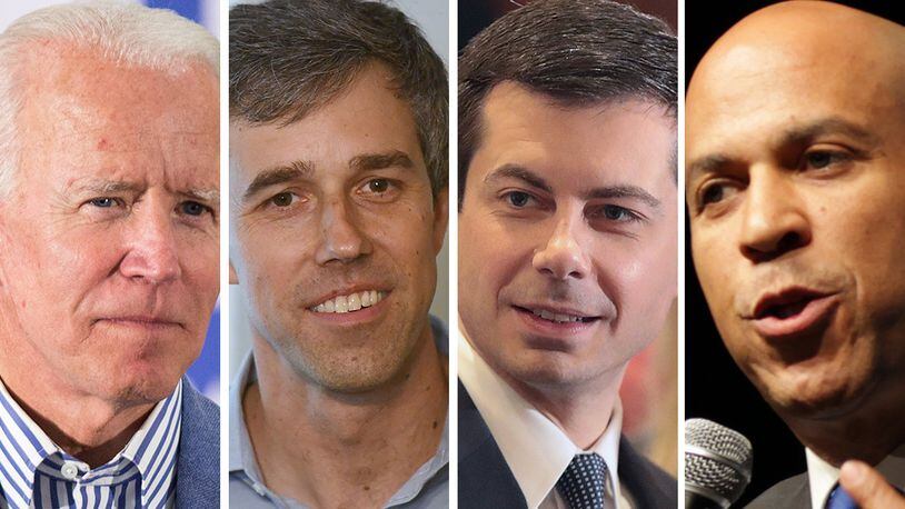 Former Vice President Joe Biden, from left, ex-U.S. Rep. Beto O’Rourke, South Bend, Ind., Mayor Pete Buttigieg and U.S. Sen. Cory Bookers — all waging bids for the 2020 Democratic presidential nomination — came to Atlanta on Thursday for a series of campaign events.