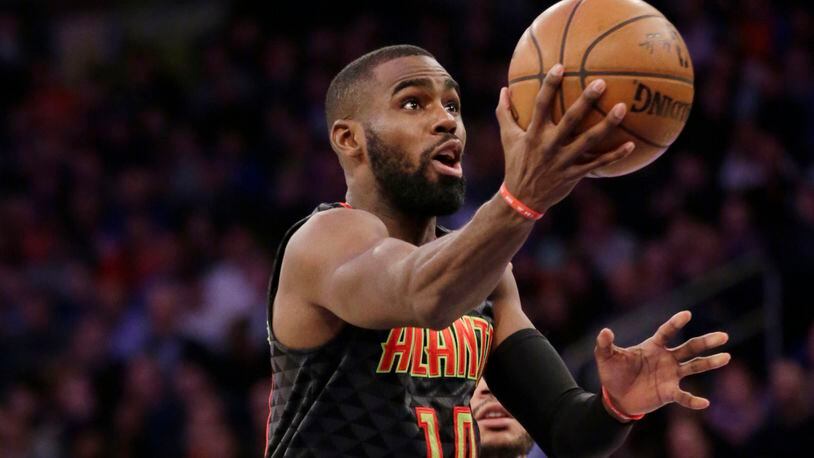 Atlanta Hawks’ Tim Hardaway Jr. drives to the basket during the second half of the NBA basketball game against the New York Knicks, Monday, Jan. 16, 2017 in New York. The Hawks defeated the Knicks 108-107. (AP Photo/Seth Wenig)