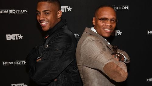 ATLANTA, GA - JANUARY 05: Actor Keith Powers and Ronnie Devoe attend BET's Atlanta screening of "The New Edition Story" at AMC Parkway Pointe on January 5, 2017 in Atlanta, Georgia. (Photo by Paras Griffin/Getty Images for BET)