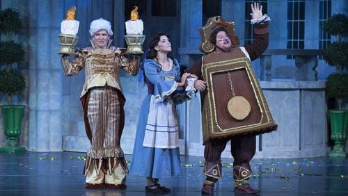 Atlanta Lyric’s “Beauty and the Beast” features Jeff McKerley (from left), Lauren Hill and Robert Wayne, all of whom have played their roles in earlier productions of the Disney musical. CONTRIBUTED BY CAYCE CALLOWAY
