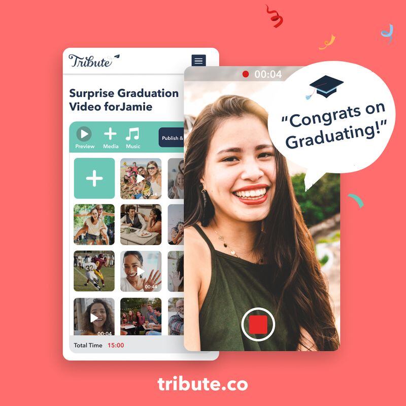 Create a customized digital video card with messages, songs and more for grads of all ages.
Courtesy of Tribute.co