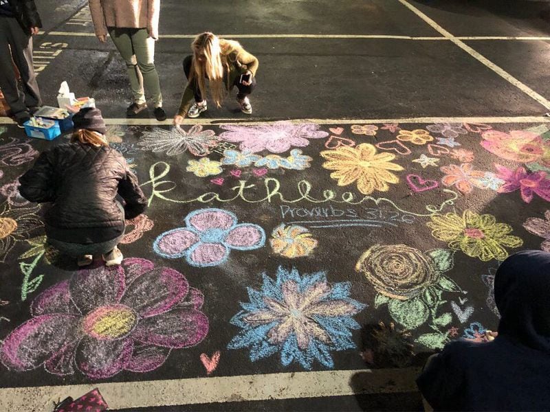 Students at North Cobb Christian School honor senior Kathleen Sutz, who was killed in a car accident on her way home Monday. (Credit: Twitter)
