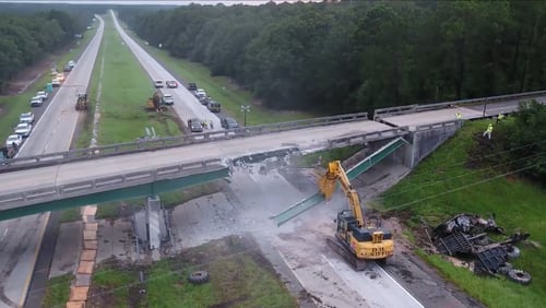 Crews finished the demolition of the damaged I-16 bridge on Thursday evening. Several lanes reopened Friday afternoon.