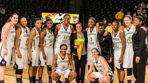 Georgia Tech women's basketball coach MaChelle Joseph won the 224th game of her career Sunday, all at Tech, making her the winningest coach in team history. (Danny Karnik/GT Athletics)