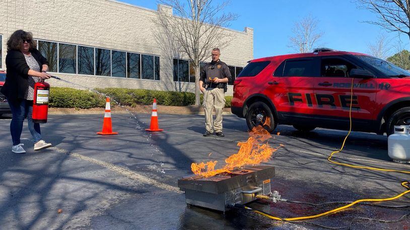 The Roswell Fire Department is offering local businesses and community groups proper fire extinguisher training. (Courtesy Roswell Fire Department)