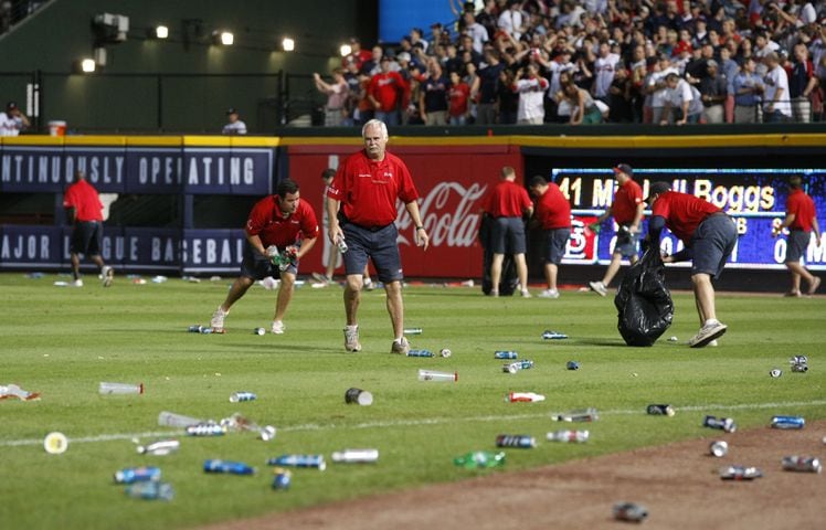 Fans litter field after questionable ruling
