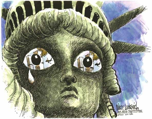 Lady Liberty weeps