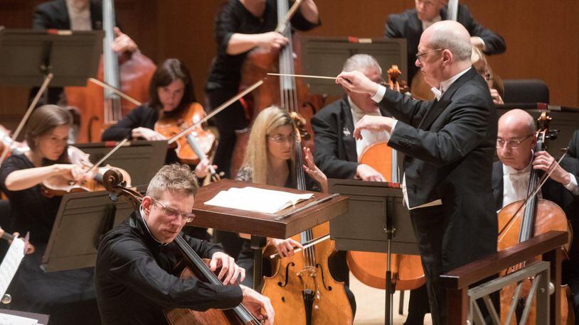 ASO music director Robert Spano conducts the Atlanta Symphony Orchestra and guest artist Johannes Moser at Symphony Hall. CONTRIBUTED BY JEFF ROFFMAN