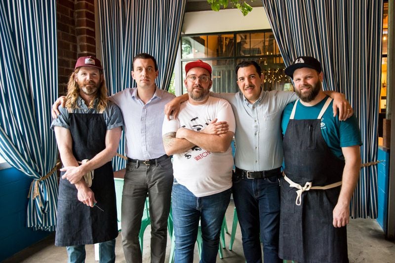 Watchman's team (from left to right) co-owners Bryan Rackley, Jesse Smith, Matthew Christison, Miles Macquarrie, and Executive Chef Daniel Chance. .