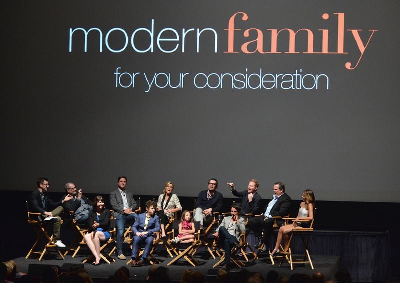 Writers and actors attend a "Modern Family" wedding episode screening May 19, 2014 in Los Angeles. (Photo by Alberto E. Rodriguez/Getty Images)