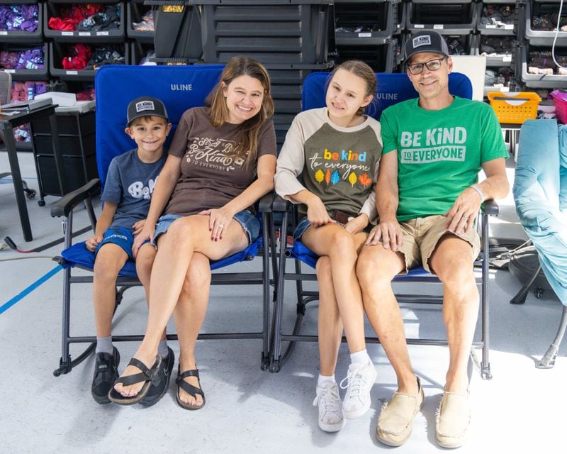 The Moore family, Hudson (from left), Jackie, Jordyn and Ben, has turned the Summer Shirt Project into a thriving family business. PHIL SKINNER FOR THE ATLANTA JOURNAL-CONSTITUTION 