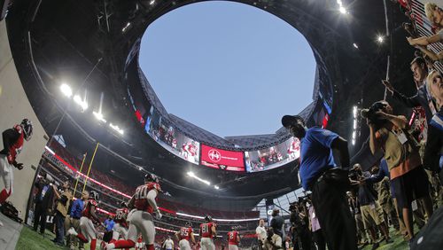 Mercedes-Benz Stadium’s retractable roof was open for only one Falcons game this past season. It also was open for one Atlanta United match.