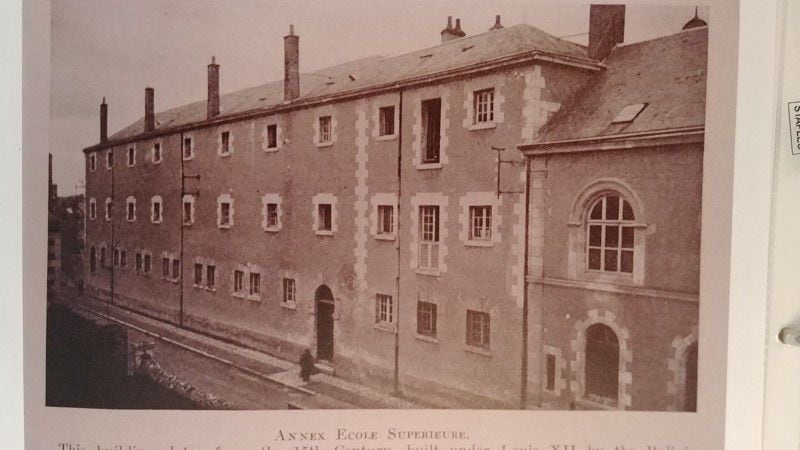 Photo of Annex Ecole Superieure in Blois, France. This is the building O'Brien worked in while with the Emory Unit.