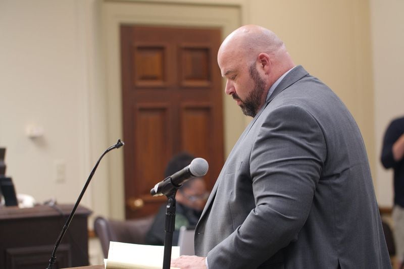 Defense co-counsel Scott Johnston at Spalding County Superior Court on June 18, 2018. His client Franklin Gebhardt, a white man, is on trial for felony murder in the 1983 stabbing-and-dragging death of Timothy Coggins, a black man. Prosecutors contend the killing was racially motivated.