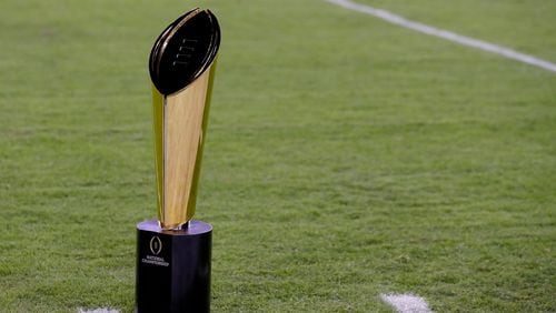 The College Football Playoff National Championship Trophy presented by Dr Pepper is seen prior to the 2017 College Football Playoff National Championship Game between the Alabama Crimson Tide and the Clemson Tigers at Raymond James Stadium on January 9, 2017 in Tampa, Florida.