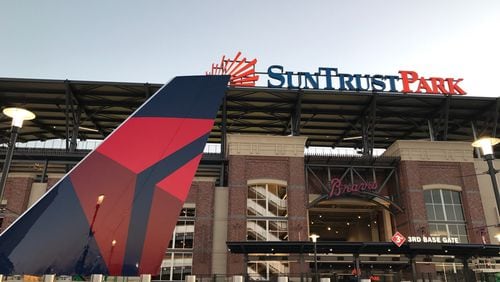 A Delta airplane tail at SunTrust Park. Source: Delta Air Lines