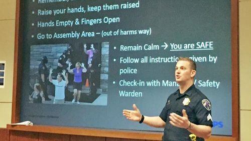 Milton police will conduct a free active shooter seminar at 6 p.m., May 15, at the police department and municipal court building, 13000 Deerfield Parkway. CITY OF MILTON