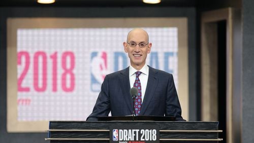 NBA commissioner Adam Silver speaks before the first round of the 2018 NBA Draft at the Barclays Center.