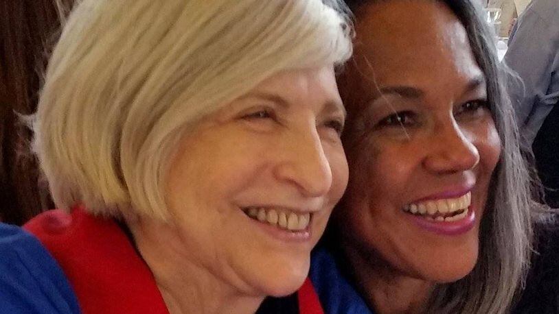 Culinary journalist Toni Tipton-Martin (right) befriended Nathalie Dupree during the founding of the Southern Foodways Alliance. Here, the pair attend a Les Dames d’Escoffier conference in Washington in 2016. Courtesy of Susi Gott Seguret