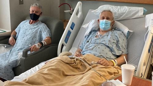 When Jack Abbott (right) needed a kidney after a serious bout with COVID-19, his pastor Jimmy Slick (left) volunteered to donate. The two have fully recovered and will run the Peachtree Road Race together.