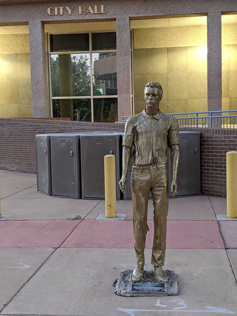 Maxwell’s arrest came one day after a life-sized mannequin that resembled a bronze statue of Epstein appeared mysteriously outside the Albuquerque, New Mexico, city hall Wednesday morning.