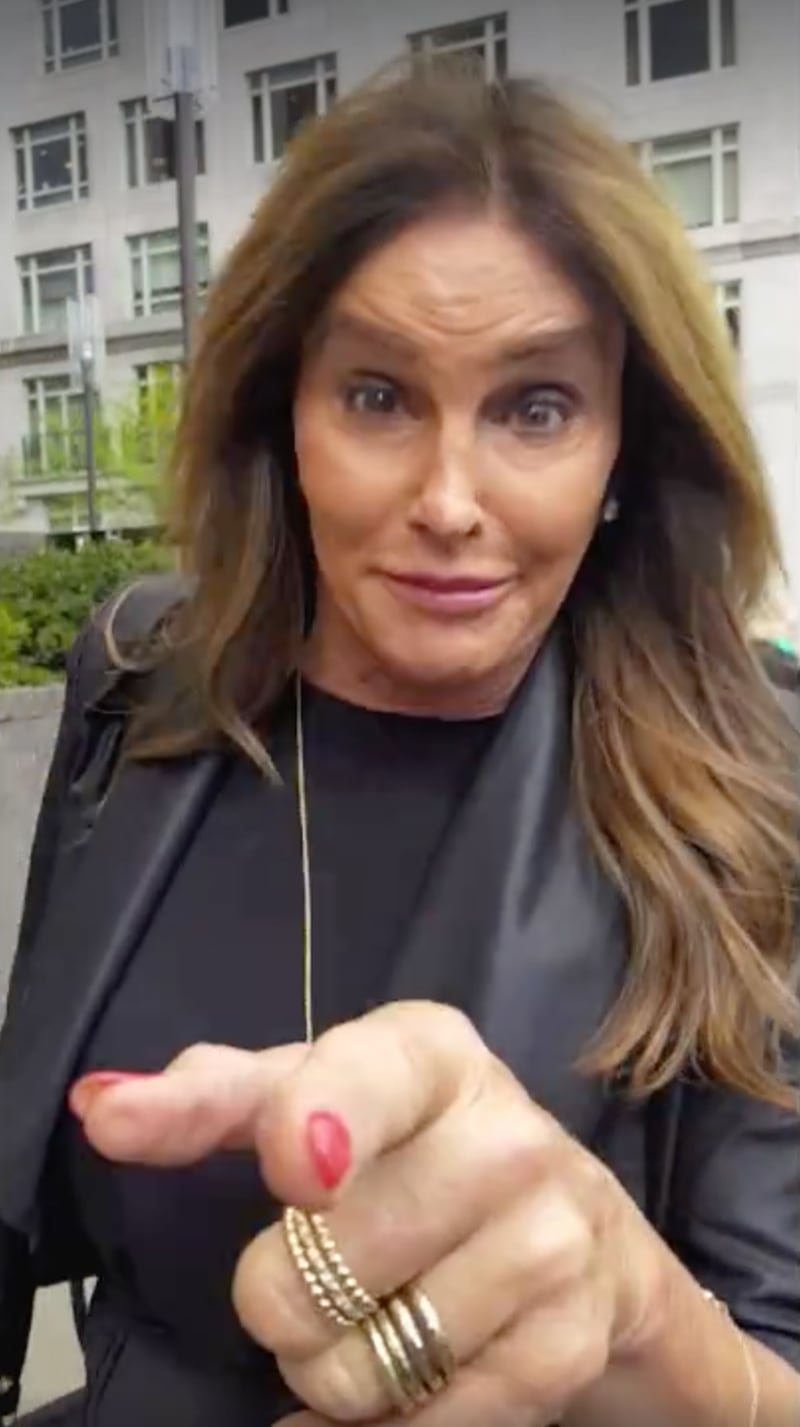 Caitlyn Jenner's reality show has been canceled. This is an image from a video Jenner posted a few months ago, prior to a bathroom break at Trump Tower.