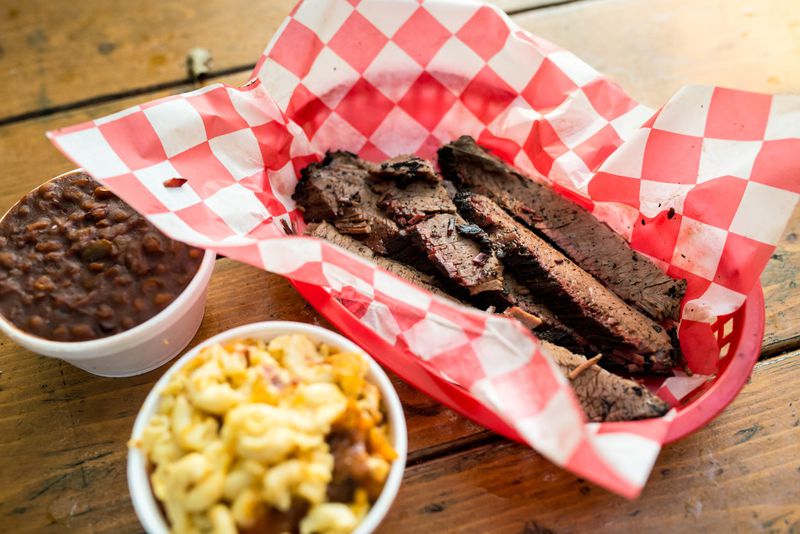Smoked brisket at B’s Cracklin’ Barbecue in Riverside. CONTRIBUTED BY MIA YAKEL
