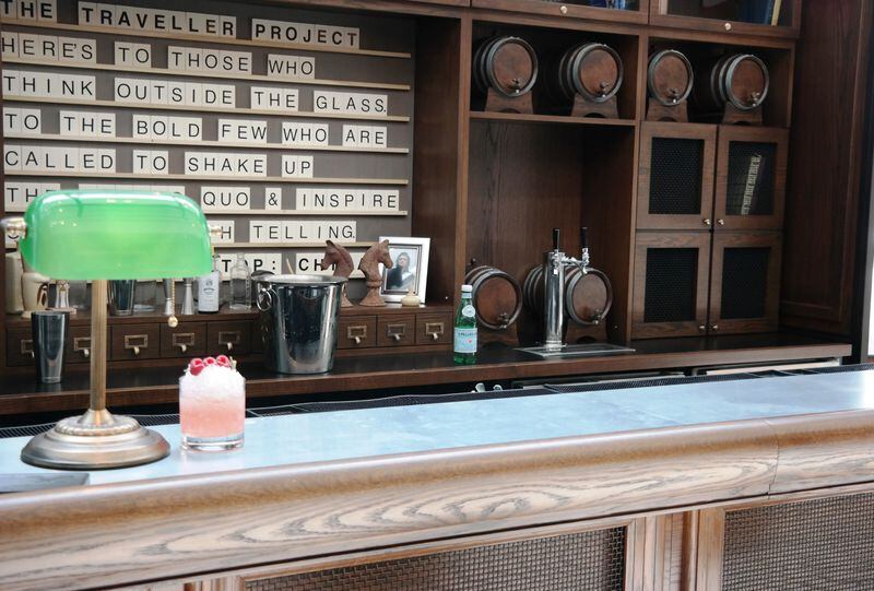  Traveller features eight classic cocktails and is equipped with a library of close to 50 rare and vintage cocktail books on loan from a collector. Photo courtesy of Loews Brand Hotels.