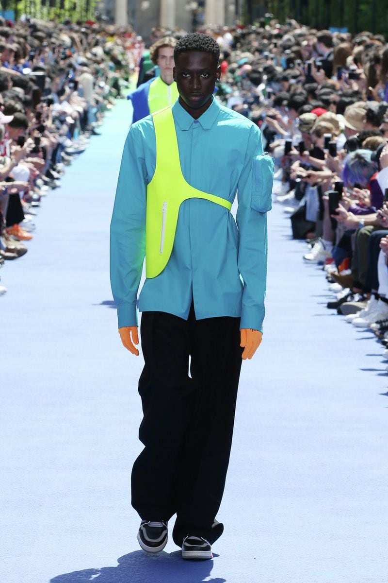 A look from the Louis Vuitton Men’s Collection, Spring/Summer 2019, “Dark Side of the Rainbow,” by Virgil Abloh. Contributed by Louis Vuitton Malletier/Ludwig Bonnet.