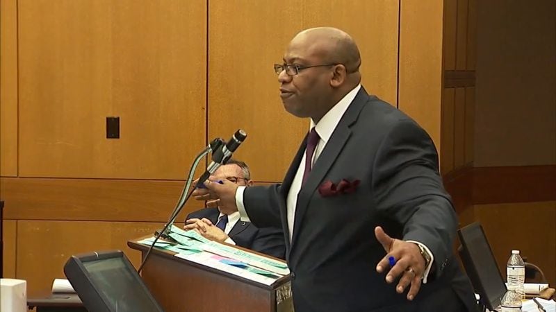 Lead prosecutor Clint Rucker cross-examines witness Ross Martin Gardner during the murder trial of Tex McIver on April 13, 2018 at the Fulton County Courthouse. (Channel 2 Action News)