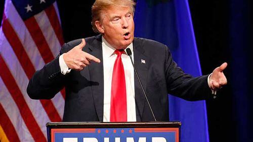 Republican presidential candidate Donald Trump speaks about Army Sgt. Bowe Bergdahl at a rally Monday, Dec. 14, 2015, in Las Vegas. (AP Photo/John Locher)