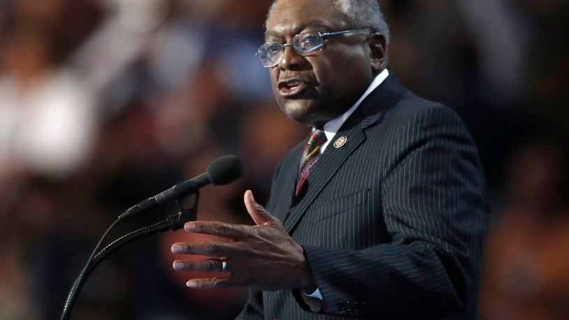 Rep. James Clyburn, D-SC, speaks during the final day of the Democratic National Convention in Philadelphia , Thursday, July 28, 2016. (AP Photo/Paul Sancya)