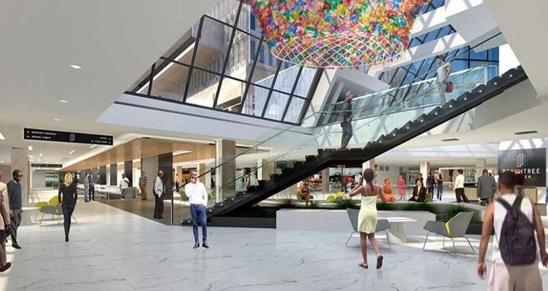 The Hub in downtown Atlanta’s Peachtree Center will feature a new lineup of restaurants, shops, entertainment experiences and boutique services such as fitness and grocery. CONTRIBUTED