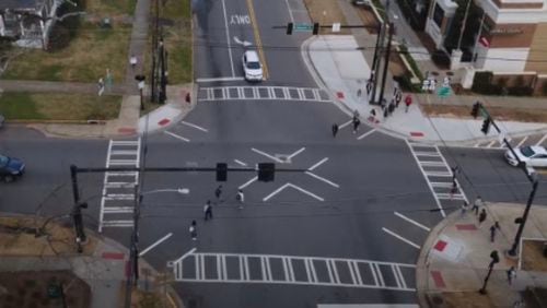 Alpharetta plans to construct a scramble crosswalk at Milton Avenue and Canton Street/Roswell Street. (Courtesy City of Alpharetta)