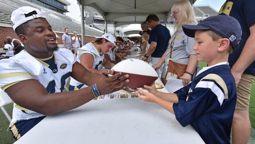 Georgia Tech linebacker P.J. Davis will complete his career Dec. 31 in the TaxSlayer Bowl against Kentucky. (AJC photo by Hyosub Shin)